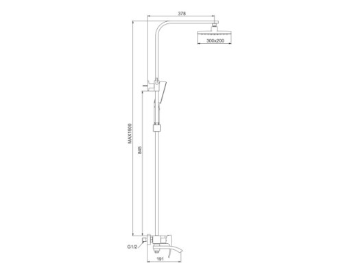 Душова система GAPPO G2407-8, вилив - перемикач на лійку, білий/хром