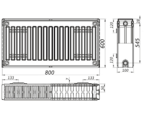 Радіатор сталевий панельний KALITE 22 бок 600x1000