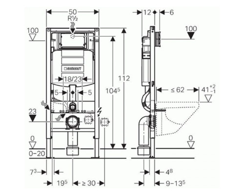Geberit Duofix Монтажний елемент для підвісного унітазу з вбудованим бачком "Sigma"