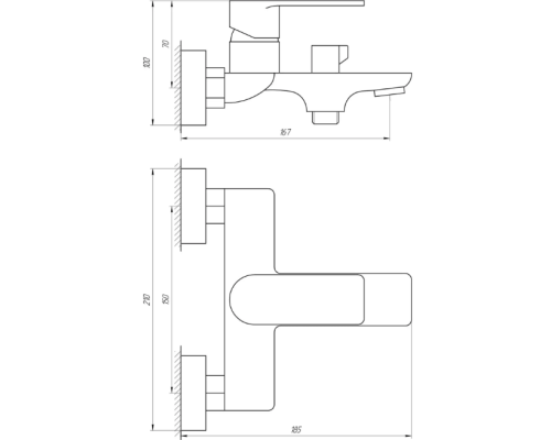 Змішувач для ванни Globus Lux Niagara GLN-0102N